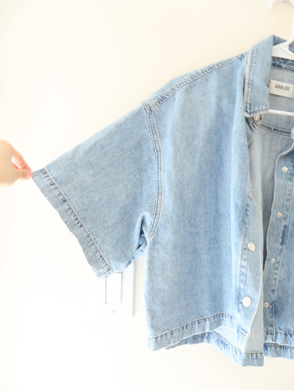 Agolde Rona Box Denim Shirt Oversized Cropped Shacket Capsule Wardrobe Indie S - Picture 3 of 10